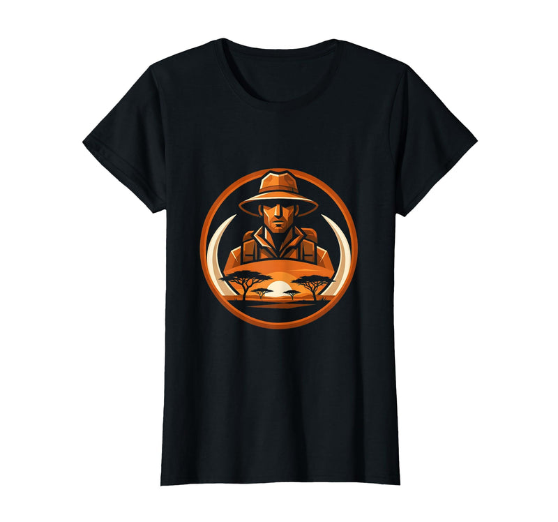 Mademark Safari Explorer Elephant Tusk Graphic Tee T-Shirt - Women - Black