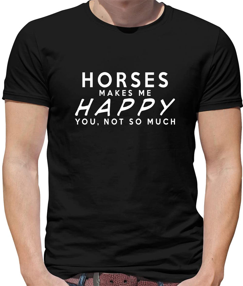 Dressdown Horses Makes Me Happy - Mens Premium Cotton T-Shirt - Black