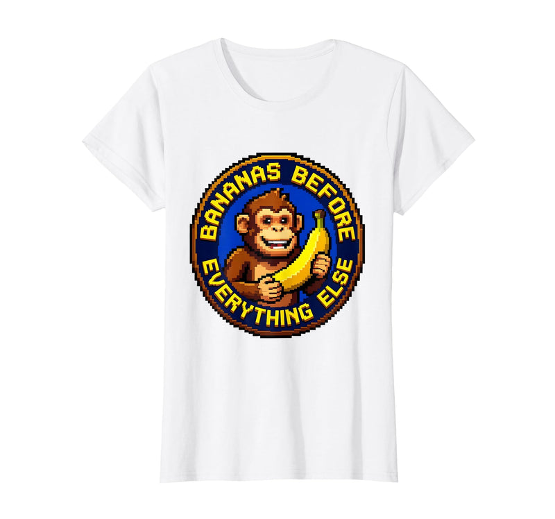 Mademark Bananas Before Everything Else Monkey Design T-Shirt - Women - White