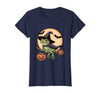 Frog Lover Halloween Party Wear Frog Witch Hat Pumpkin Halloween Costume Men Women Kids T-Shirt - Navy Blue