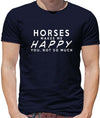 Dressdown Horses Makes Me Happy - Mens Premium Cotton T-Shirt - Navy