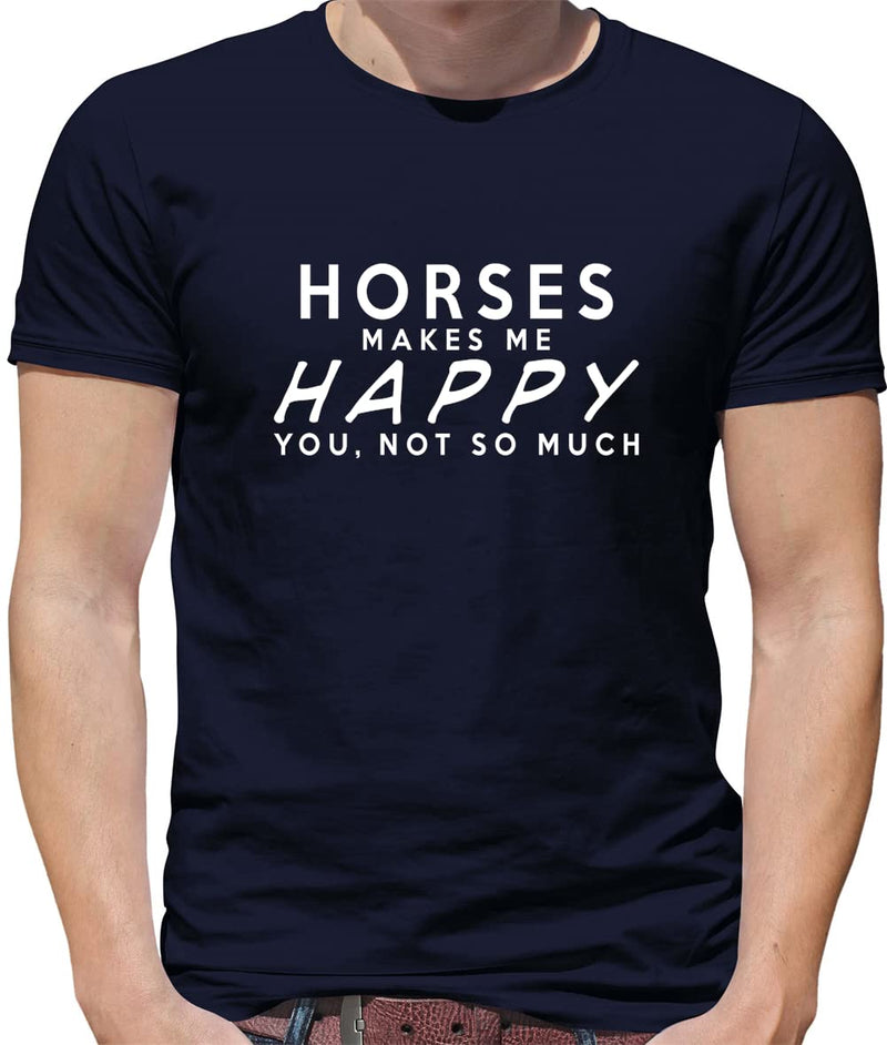 Dressdown Horses Makes Me Happy - Mens Premium Cotton T-Shirt - Navy