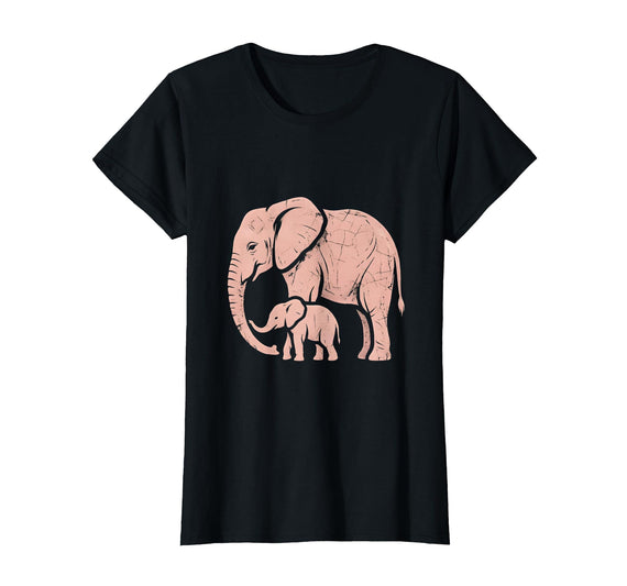 Mademark Mama Elephant Trunk Wrapped Around Baby T-Shirt - Women - Black