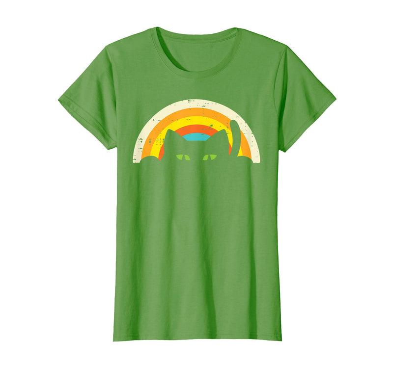 Cat Shirts For Women Men Girls Kids Kitten Gifts Peeping Black Cat Rainbow Vintage Halloween Men Women Kids T-Shirt - Grass