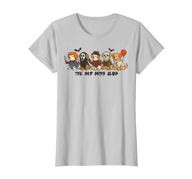 Funny Horror Movie Dogs Shirt For Dog Lovers Funny Dogs in Costumes, Horror Movie Dogs, Halloween Dog T-Shirt - Silver Grey