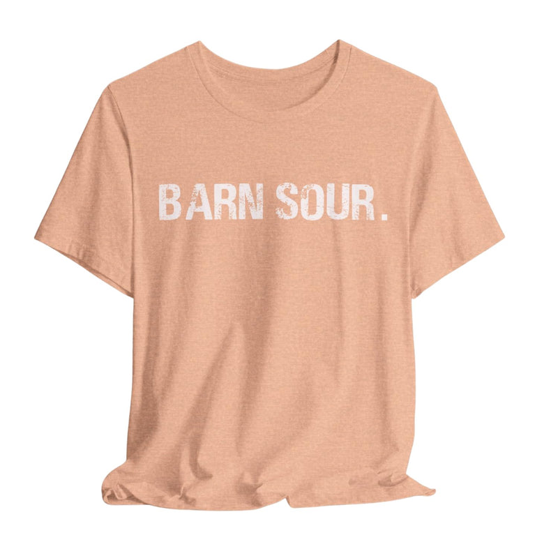 BARN SOUR Brand Horse Broke People Green Unisex Tee for Equestrians Horse Lovers Premium Cotton Made in USA - Heather Peach