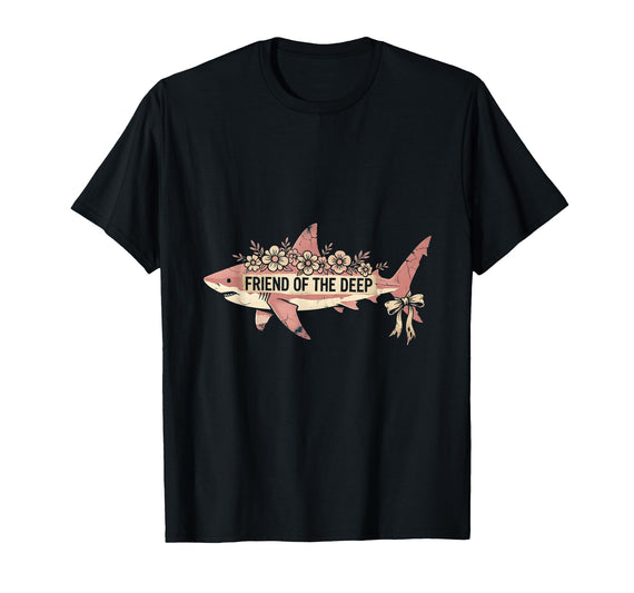 Mademark Friend of the Deep Shark Ocean Design T-Shirt - Black