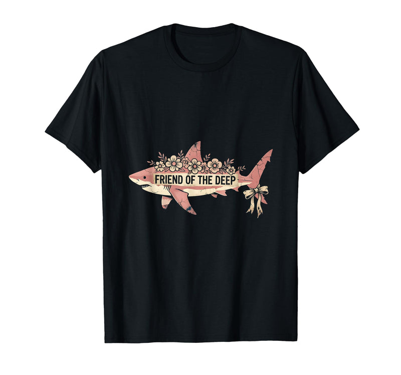 Mademark Friend of the Deep Shark Ocean Design T-Shirt - Black