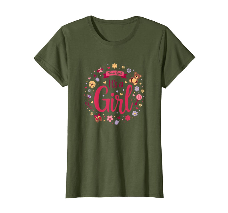 Mademark Team Girl Its a Girl Baby Shower Celebration T-Shirt - Olive Green