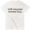 Nusyouc Life Happens Horses Help Equestrian T-Shirt Vintage Horse Lover T Shirt Tops - White