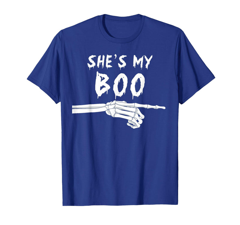 Miftees Matching Halloween Tees She's My Boo Matching Halloween Costume She's My Boo T-Shirt - Royal Blue