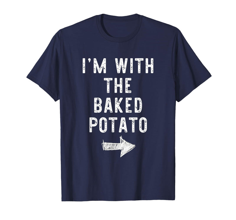 Im With The Baked Potato Halloween Costume I’m with The Baked Potato Funny Halloween Couple Costume T-Shirt - Navy Blue