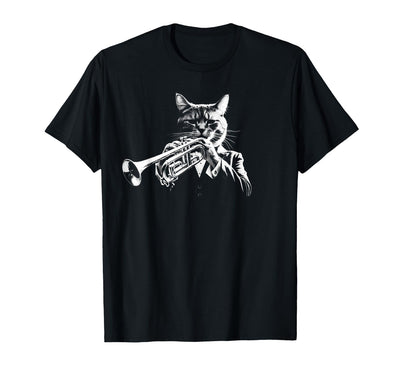 Cat Playing Trumpet Music Tees Rock Cat Playing Trumpet - Funny Trumpet Cat T-Shirt