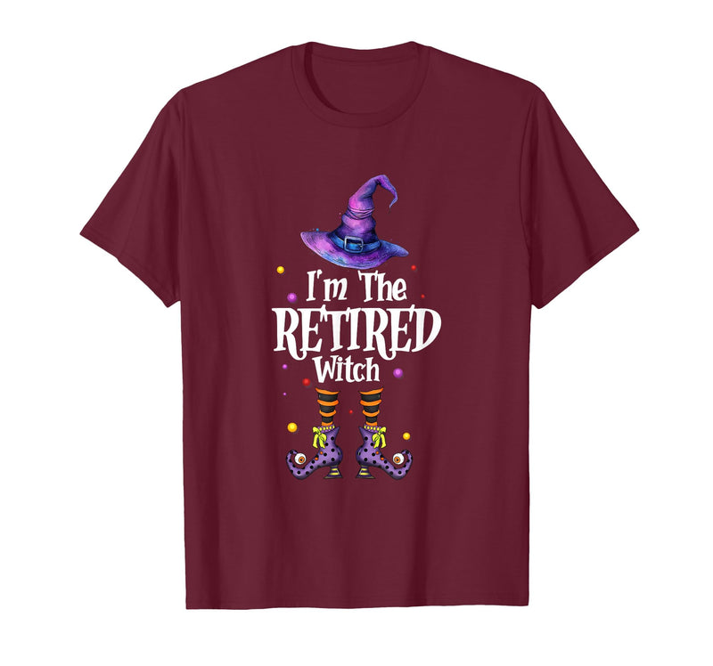 Funny Quote Horror Costume Party Family Friends I'm The Retired Witch Spooky Scary Halloween Retiree Women T-Shirt - Burgundy