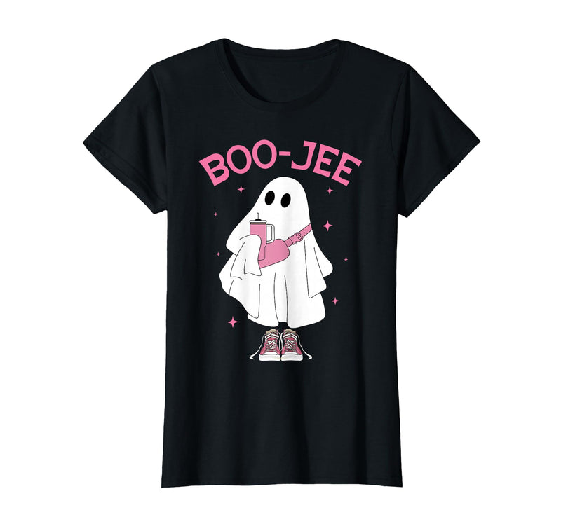 Spooky Season Ghost Halloween Boujee Boo-Jee Boo-JEE Spooky Season Ghost Pink Halloween Pumpkin Boujee T-Shirt - Black