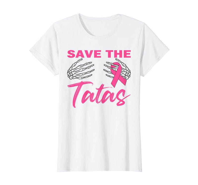 Amb Breast Cancer Awareness Month Warrior Survivor Save The Tatas Breast Cancer Pink Ribbon Skeleton Halloween T-Shirt -