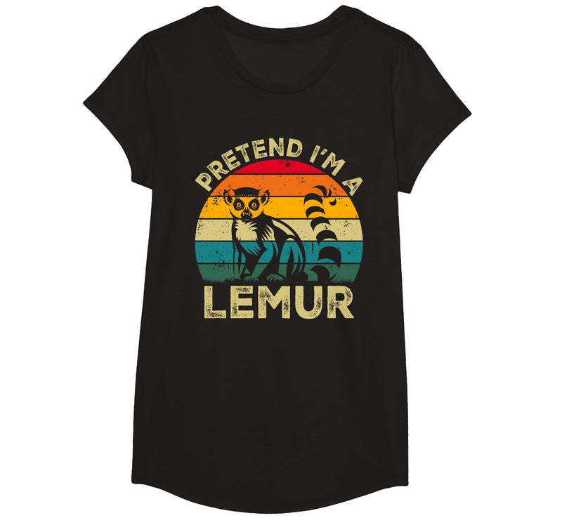 Funny Costume Party Halloween Tees by T&T Pretend I'm A Lemur Lazy Halloween Costume T-Shirt - Black