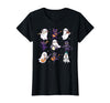 Halloween Music Teacher Ghost Music Lover Cute Ghost Cat Playing Musical Halloween Music Teacher T-Shirt - Black