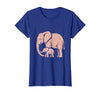 Mademark Mama Elephant Trunk Wrapped Around Baby T-Shirt - Women - Royal Blue