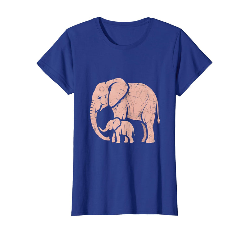 Mademark Mama Elephant Trunk Wrapped Around Baby T-Shirt - Women - Royal Blue