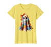 Patchwork Quilt Ghost Halloween Quilter Autumn Tee Patchwork Ghost Quilt Halloween Quilter Fall Autumn Bow Cute T-Shirt -