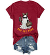 WQFQW Boo JEE 2026 Ghost Funny Halloween Leopard Print Ghost Shirt for Women - Claret