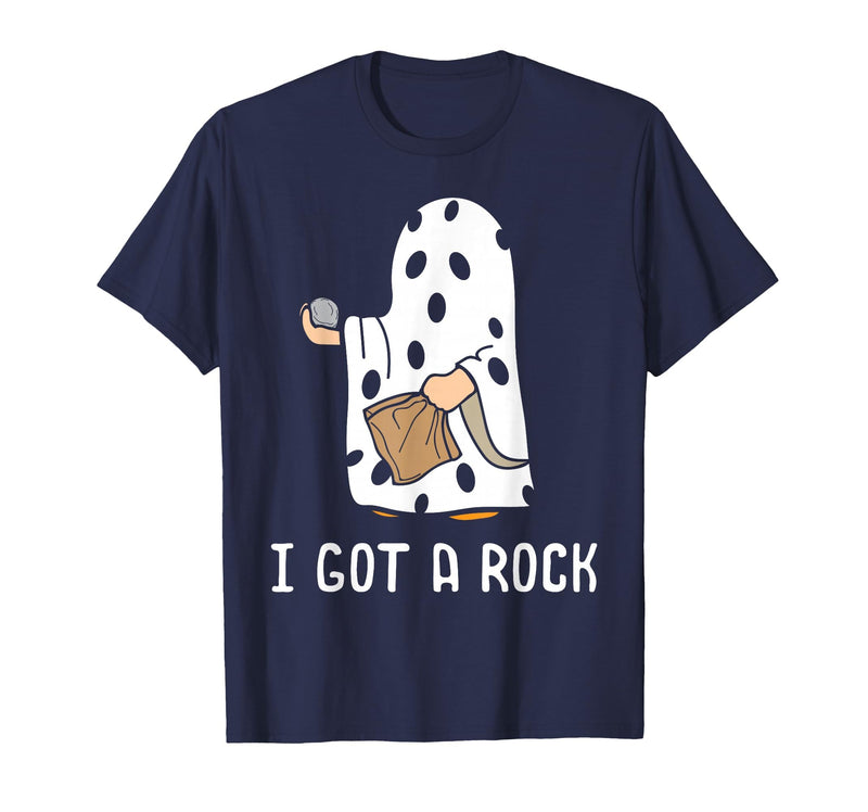 Funny Halloween Vibes Trick Or Treating I Got A Rock Funny Halloween Trick Or Treating Ghost T-Shirt - Navy Blue