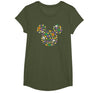 Disney Mickey Mouse Halloween Head Icon Pumpkins and Candy T-Shirt - Olive Green