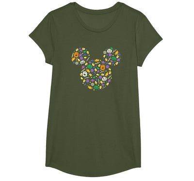 Disney Mickey Mouse Halloween Head Icon Pumpkins and Candy T-Shirt