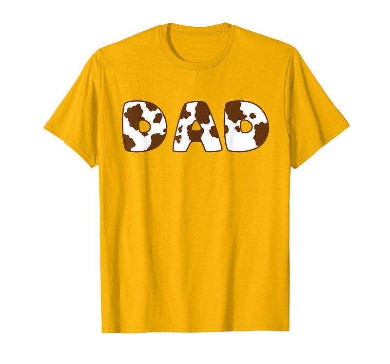 Cow Print For Family Matching Outfits DAD Cow Brown White Animal Print, Cow Pattern Farmer DAD T-Shirt - Golden Yellow