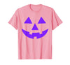 Trick or Treat Funny Halloween Costumes Party Tees Jack O Lantern Scary Carved Pumpkin Face Halloween Purple T-Shirt - Pink