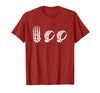Deaf Halloween ASL Costume Boo Hands ASL Halloween Skeleton Hand American Sign Language Boo T-Shirt - Cranberry Red