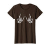 Halloween Tees for Women Men Kids Rocker Hand Sign Rock Skeleton Halloween Costume Men Women T-Shirt - Brown