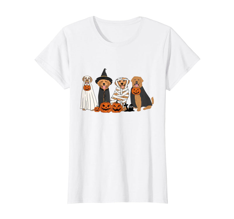 Golden Retriever Dog Ghost In Boo Sheet Women Men Funny Golden Retriever Dog Ghost in Boo Sheet Halloween T-Shirt - White