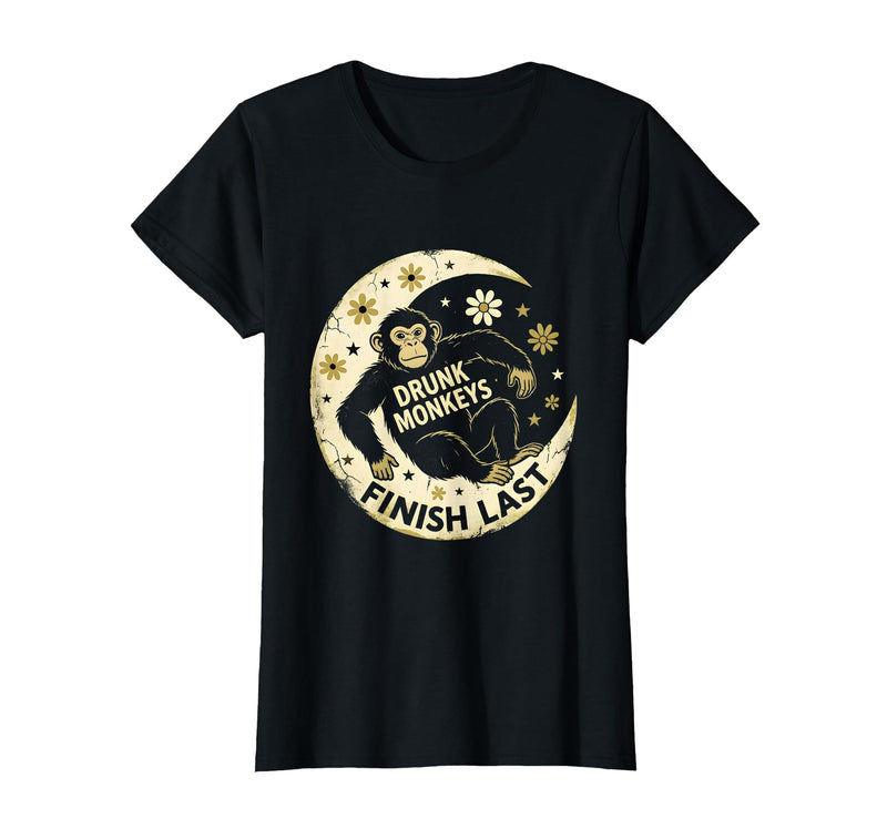 Mademark Drunk Monkeys Finish Last Sober Men Design T-Shirt - Women - Black