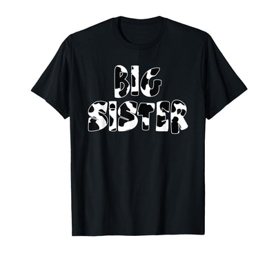 Family Members and More Big Sister Cow Print Cow Pattern T-Shirt