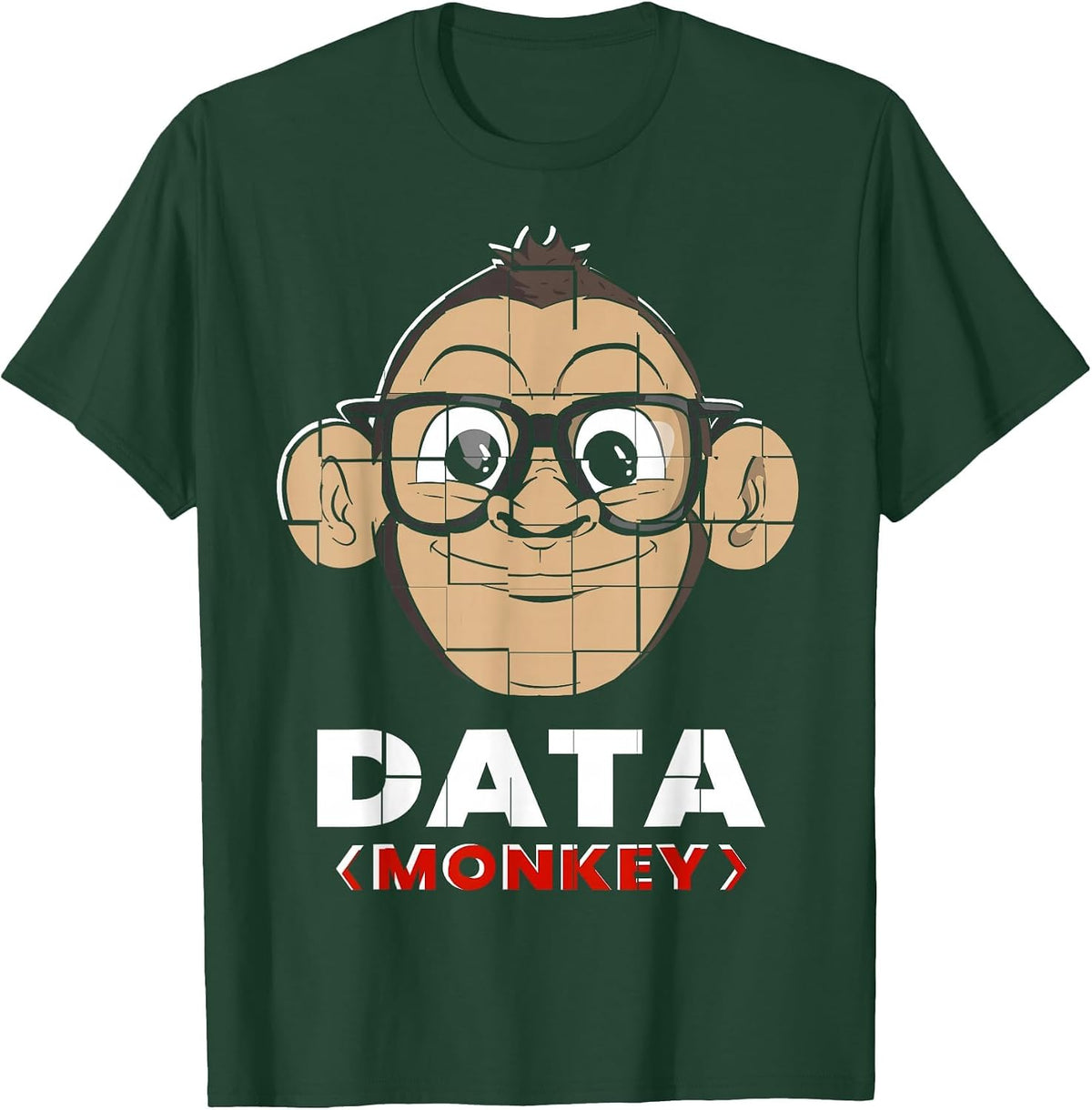 Data Monkey Data Evaluator Code Programmer T-Shirt - Dark Green