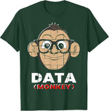 Data Monkey Data Evaluator Code Programmer T-Shirt - Dark Green