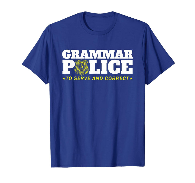 Easy Halloween Costume Top Shop Grammar Police Officer Funny Badge Halloween Costume T-Shirt - Royal Blue