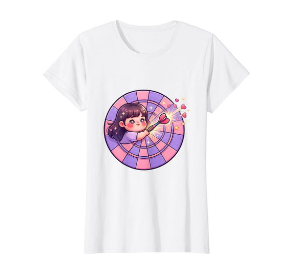 Mademark Women's My Girlfriend Beats Me Dart Bullseye Graphic T-Shirt - White