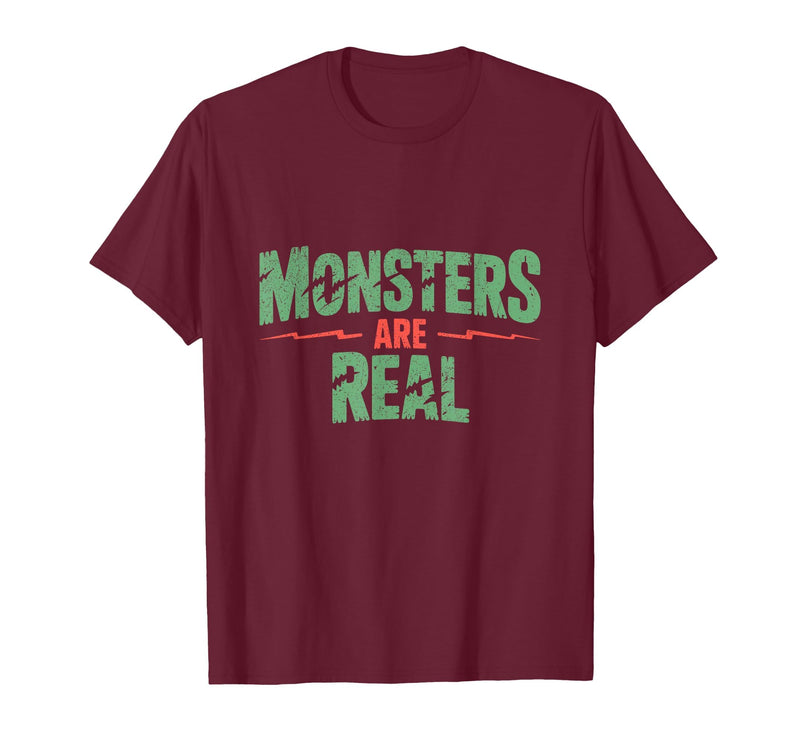 Monster Truth Wear Monsters are Real Horror Spooky Scary Halloween T-Shirt - Burgundy