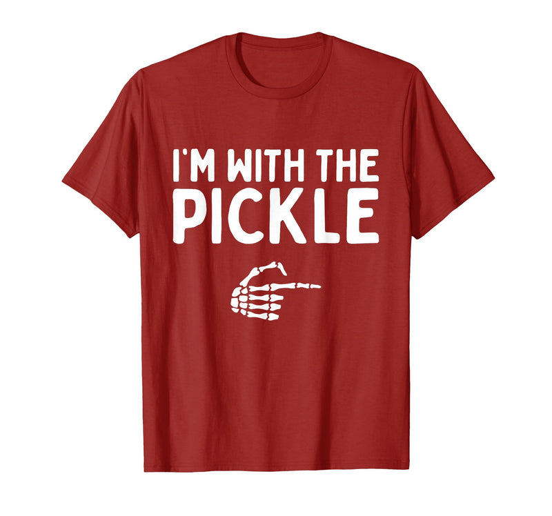 Funny Halloween Costume Holiday Party Gift I'm with The Pickle Funny Halloween Costume Matching Couples T-Shirt - Cranberry