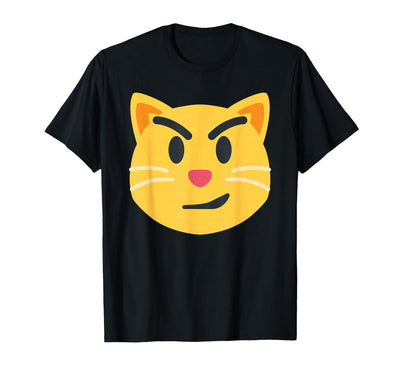 Funny Emoticon Apparel Smirking Cat Emoticon Face with Wry Smile Cat T-Shirt