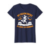 Running Broom Halloween tee My Broom Broke So Now I Go Running Witch Run Lover Halloween T-Shirt - Navy Blue