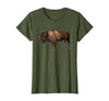 Altes Büffel-Design Buffalo Vintage Retro American Bison T-Shirt - Olive Green
