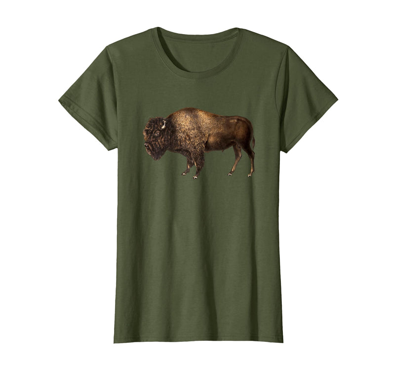 Altes Büffel-Design Buffalo Vintage Retro American Bison T-Shirt - Olive Green