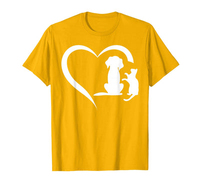 Dog owner and cat owner clothing Dog Puppy and Baby Cat Heart Animal Dog & Cat Heart T-Shirt