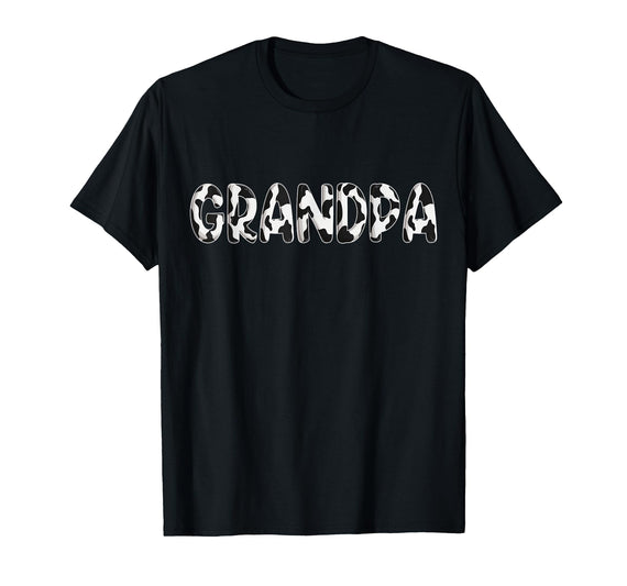 Cow Pattern Print Family Matching Birthday Shirts Cow Grandpa Birthday Family Matching Fathers Day Boy Girl T-Shirt - Black