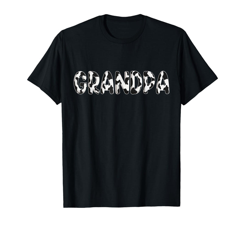 Cow Pattern Print Family Matching Birthday Shirts Cow Grandpa Birthday Family Matching Fathers Day Boy Girl T-Shirt - Black