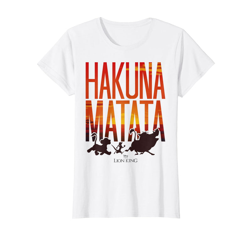 Disney Lion King Hakuna Matata Sunset Fill Trio Logo T-Shirt - White